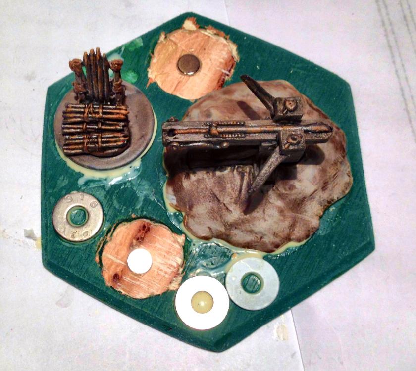 9 skeleton bolt thrower base with magnets before apoxie sculpt