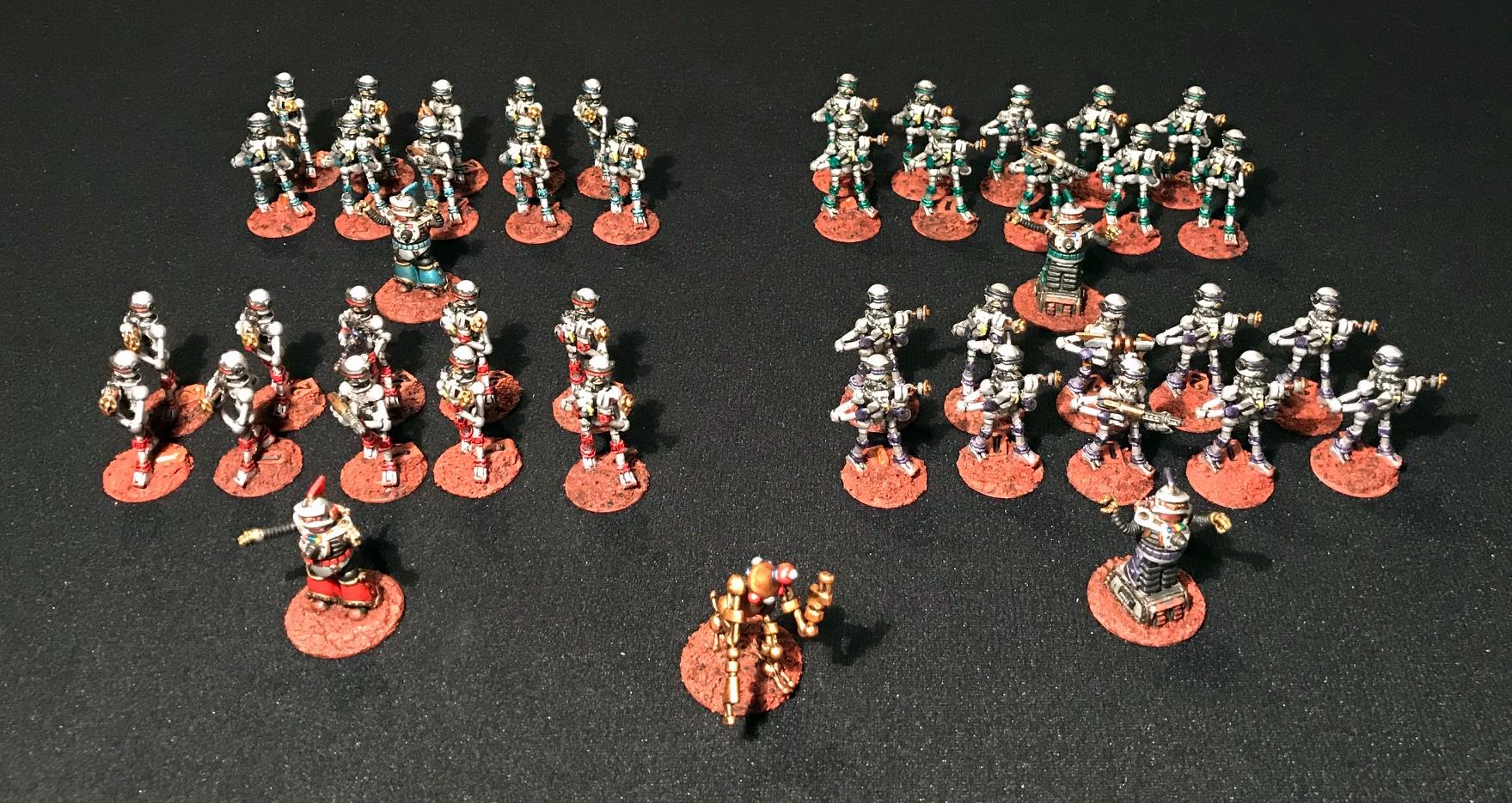 40 Assembled Mark III Warbot Platoon, front view
