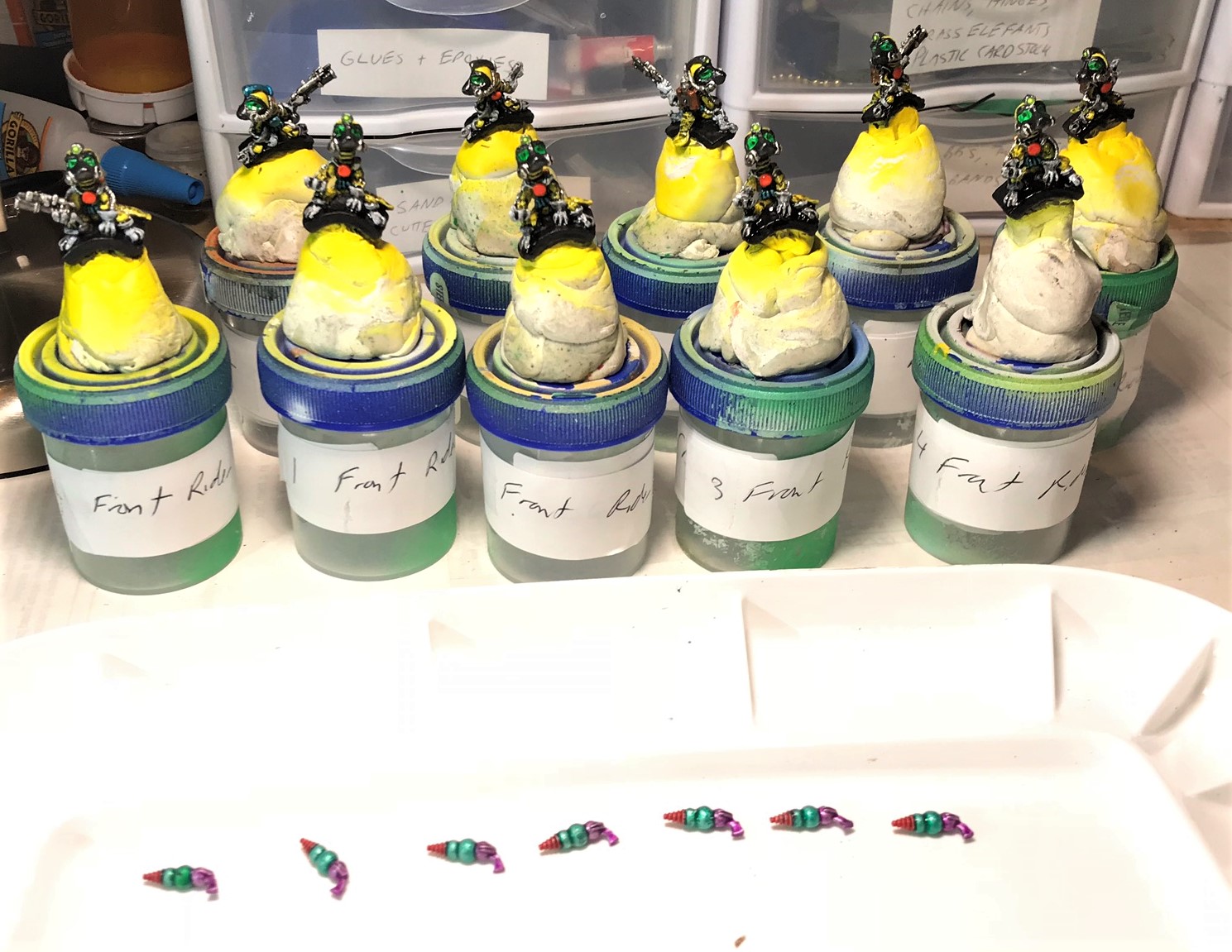 16 washed awaiting affixing of weapons