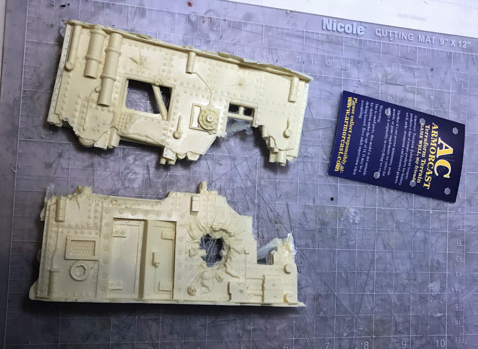 1 wall with blast hole as received