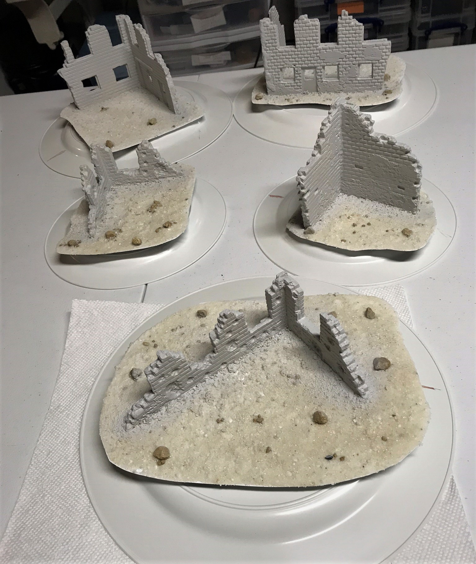 6 buildings based and primed