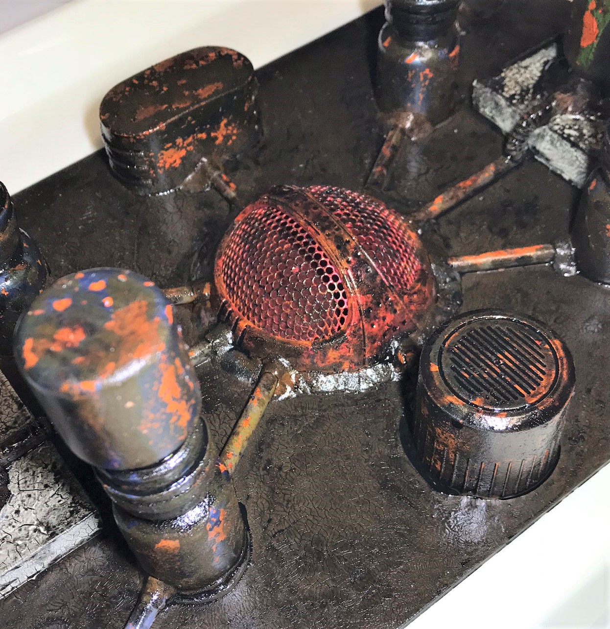 11 Sci Fi plant scratch build after crackle paint washed with Nuln Oil Gloss