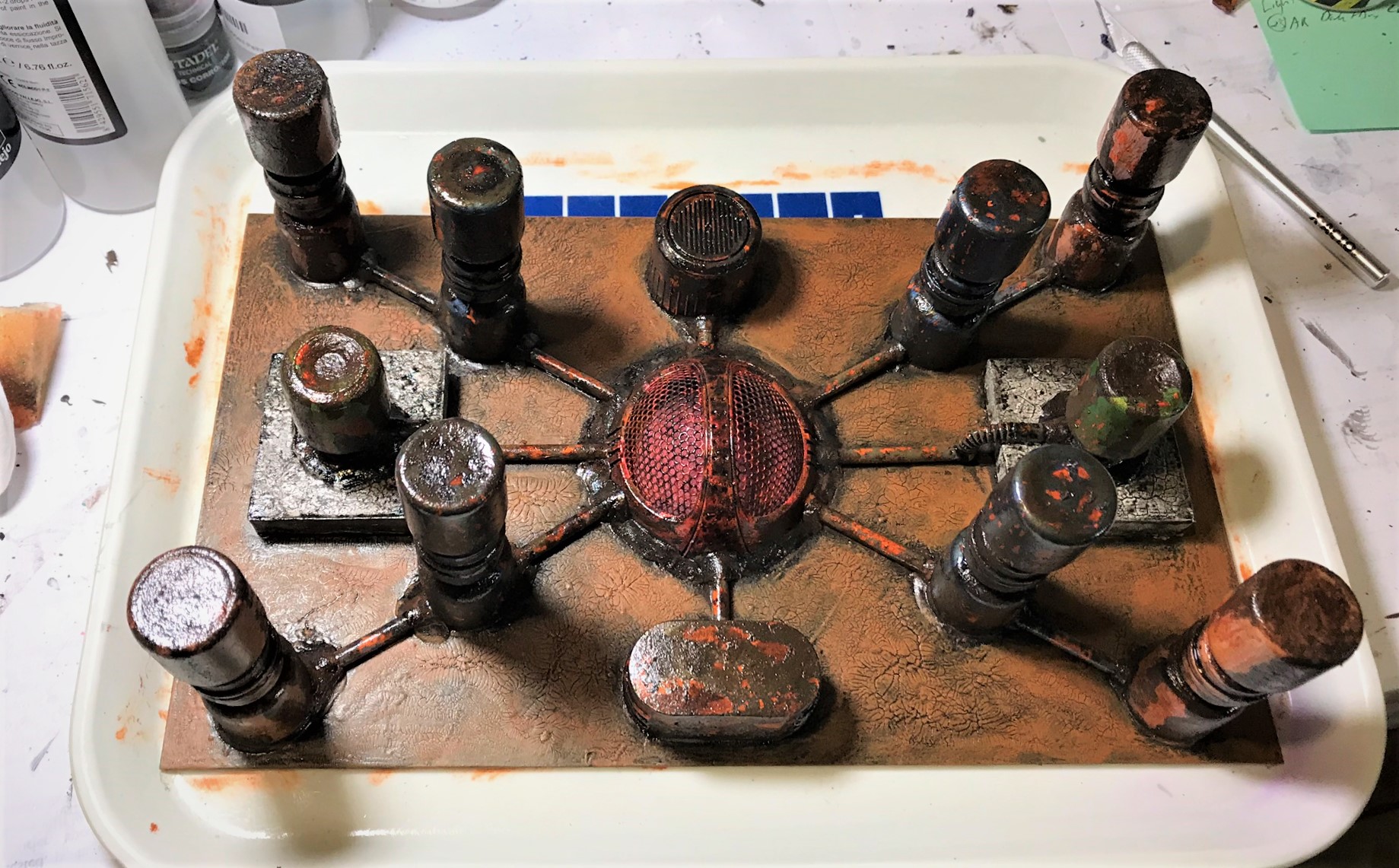 12 Sci Fi plant scratch build after crackle paint dry brushed