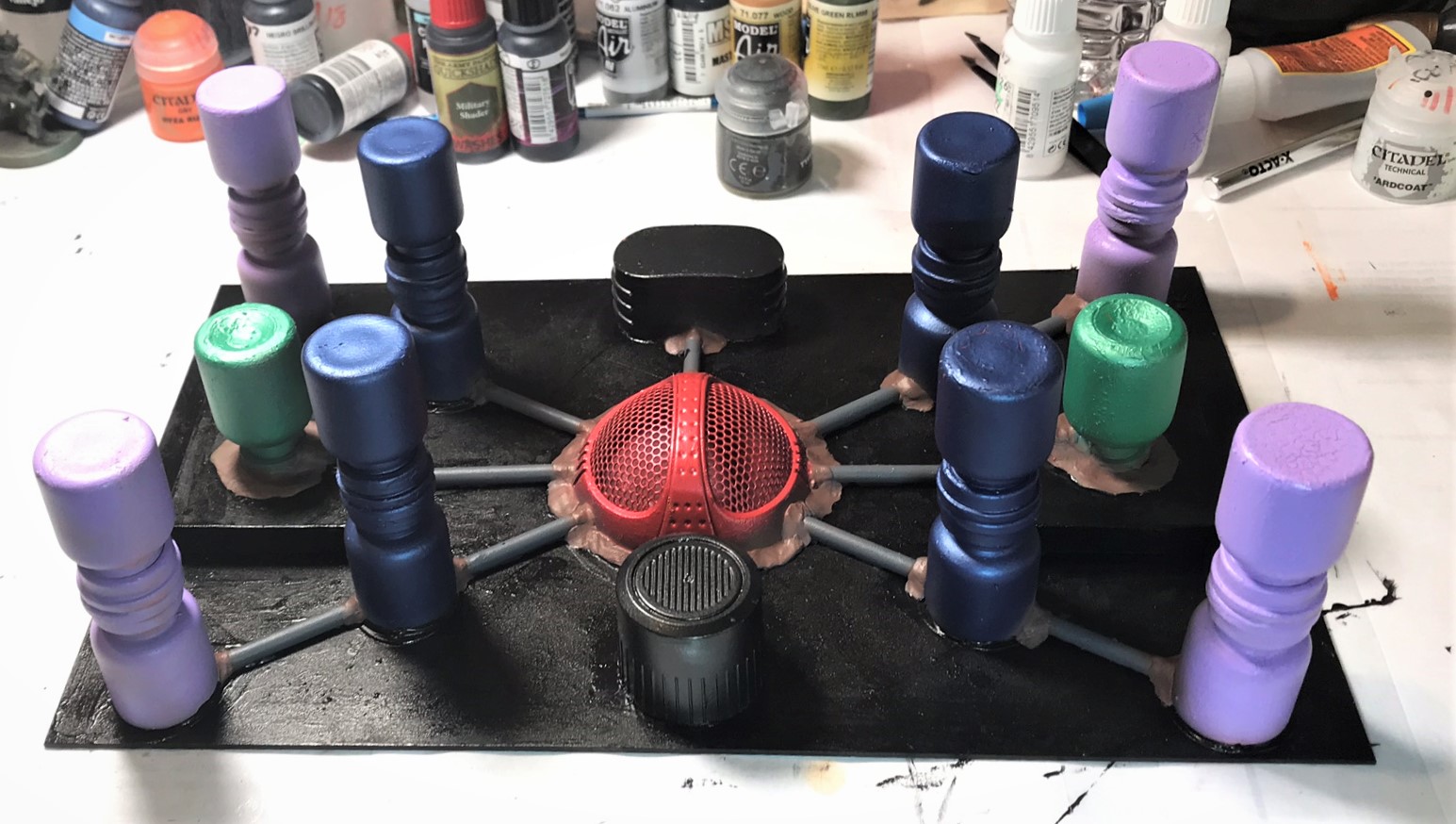 6 Sci Fi plant scratch build after painting base gloss black and vials with colors