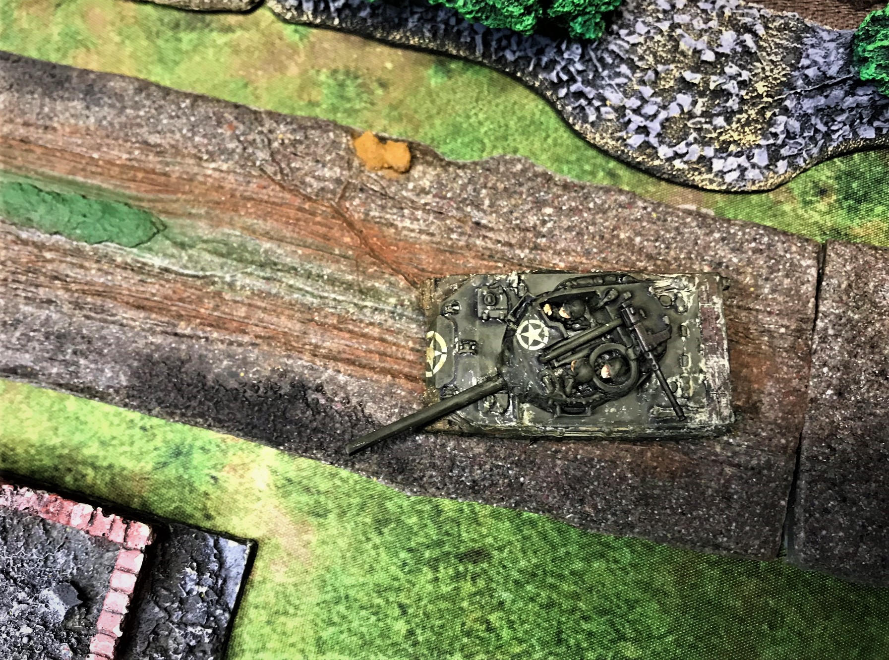 5 M18 Hellcat Lucky Tiger aerial view on road