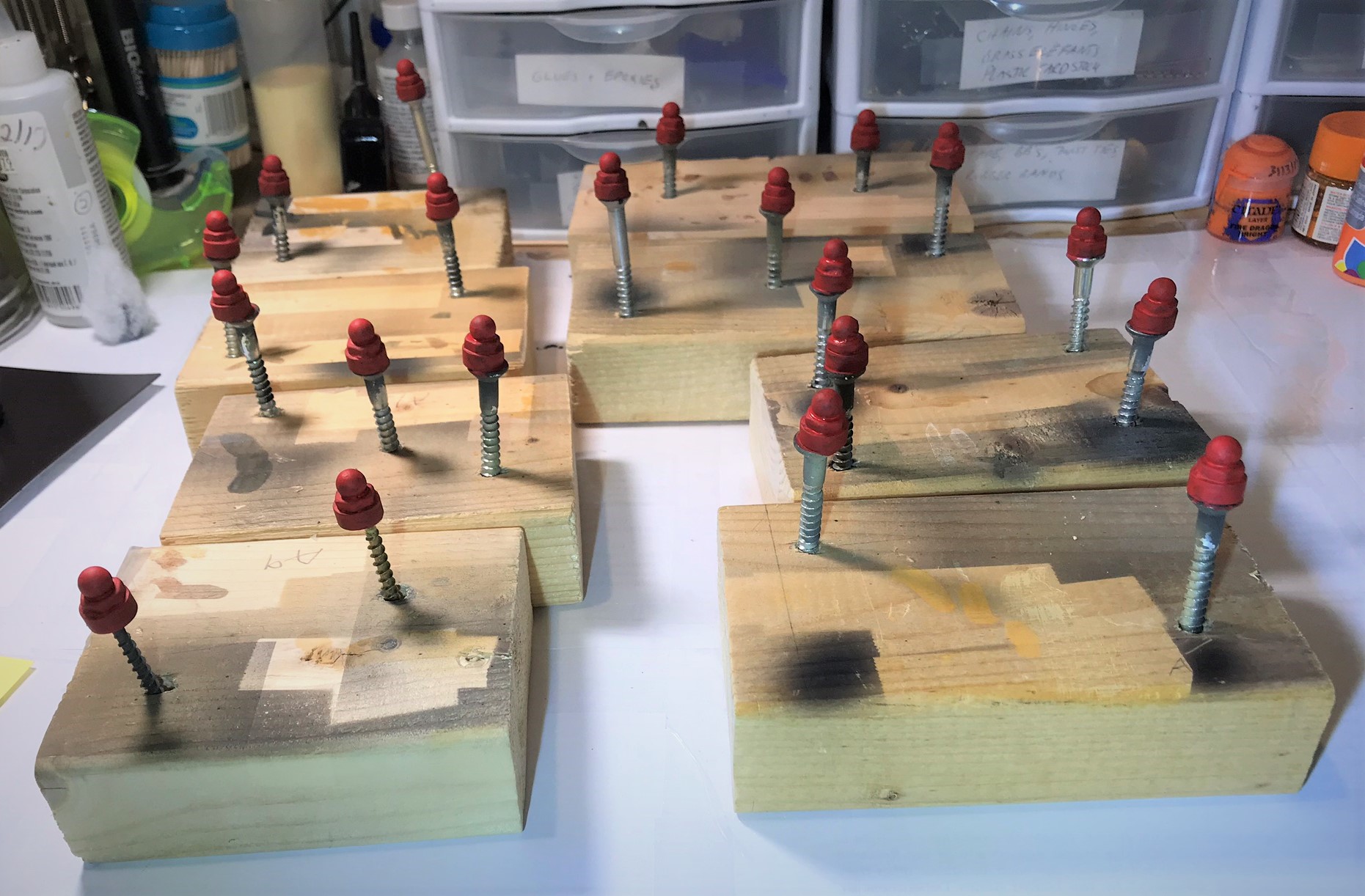 5 mounted cores for painting