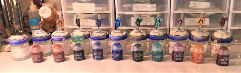 11 With respective contrast paints