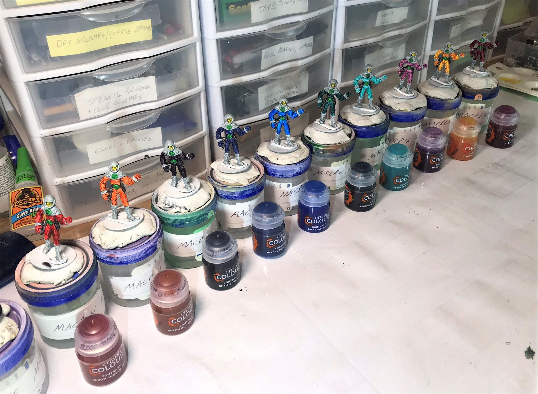 11a With respective contrast paints