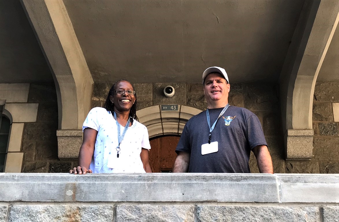 18 Angie and me in front of 43rd Division