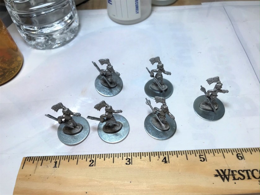 6 Ral Partha Arrow Knights 42-305 mounted on washers