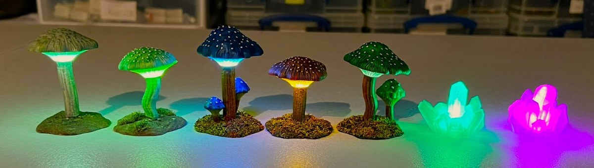LED Mushrooms and Crystals as Terrain for Wars of Ozz&nbsp;Games